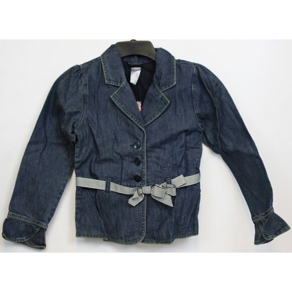 NEW 2006/05 Gymboree Prep Denim Blazer Jacket 10 Spring Tulip Belted Buttons - Picture 1 of 10